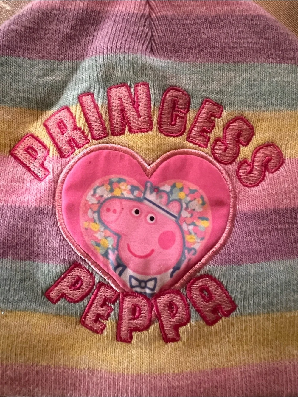 Nickelodeon Princess Peppa Striped Pastel Beanie - Pink, Purple, Yellow, Mint